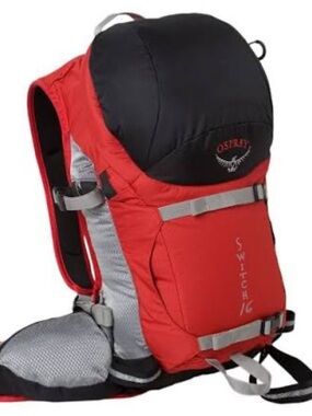 Osprey Switch 16 Red Gray Black Backcountry Skiing Mountaineering Backpack